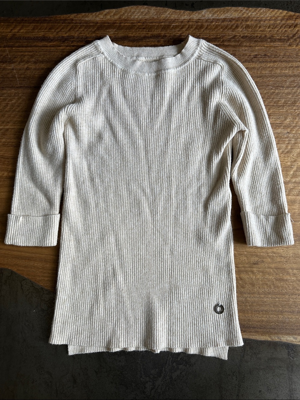Loro Piana Ribbed Cream Cashmere Silk Knit Top